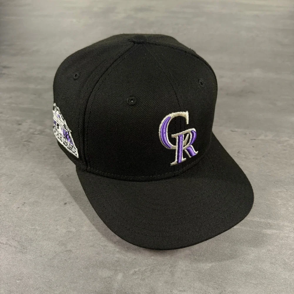 Hat Club Colorado Rockies New Era Cap 7 1/8 Black Purple Metallic Pink Underbrim
